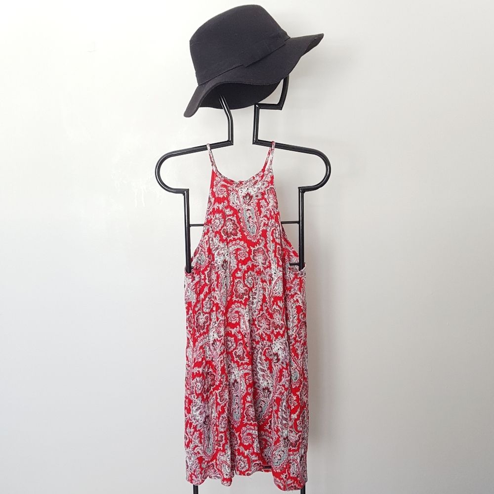 AEO Paisley Boho Mini Halter Dress Summer Sm